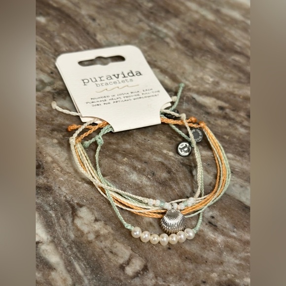 Pura Vida Bracelet Bundle Combo Set of 3. Clam Shell. Beaded Pearls. Catalina - Picture 7 of 16